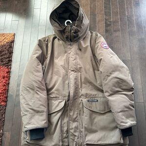 Canada Goose Men's Tan Hooded Puffer Jacket